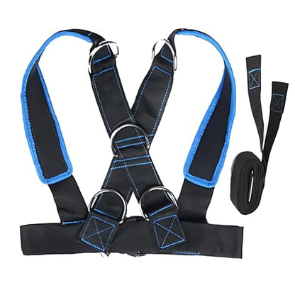 Resistance Sled Harness, Workout Training Vest with Y-Shape Strap, Adjustable 33.1-45.7 in Waist, Five D-Rings, 62.5 in Towing Strap for Strength Training, Core Workout