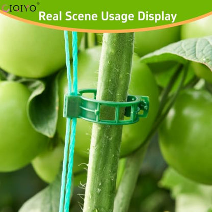 CIQIYO® 100 Pcs Plant Support Clips,Plastic Clips for Securing Plants | Plant Fixing Clips,Tomato Vine Clips,Garden Clips for Climbing Plants,Grape and Vine Vegetables,Reusable(100, Green) - color: Green