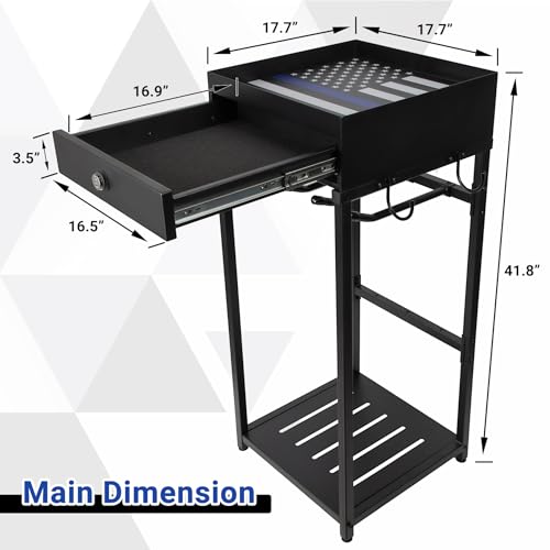 Neoaider Police Gear Rack, Police Hanger with Hooks | Tactical Duty Gear Rack Decor with Thin Blue Line Flag, Black Body Armor Stand for Police Gift - size: Police Gear Stand w/Combination Lock