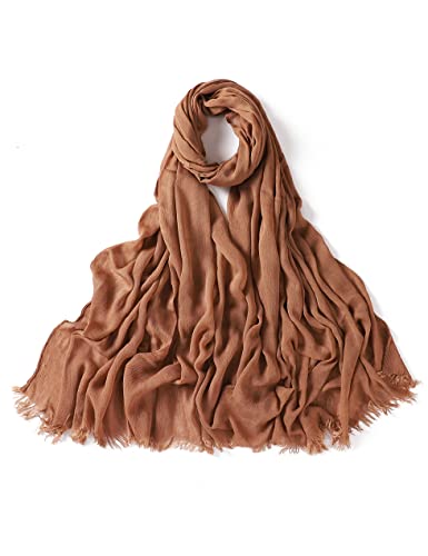 Txameru Hijab Scarf for Women - Muslim Rayon Crinkle With Fringe Edge - color: Potters Clay