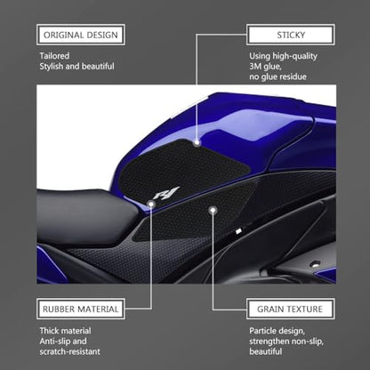 New for Yamaha YZF R1 R1M YZFR1 YZF-R1 2009-2014 Motorcycle Side Fuel Tank pad Tank Pads Protector Stickers Decal Gas Knee Grip Traction Pad Tankpad (One Set) Black