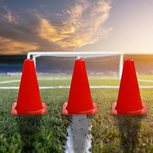 Versatyle Heavy Duty Agility Training Cones (2 in, 6 in, 9 in, 12 in, 28 in) for Sports, Kids Coaching, Multipurpose Field Marker Cones, Soccer, Basketball Drills, Bike, Motorcycle, Traffic Training - style: 12in, Orange
