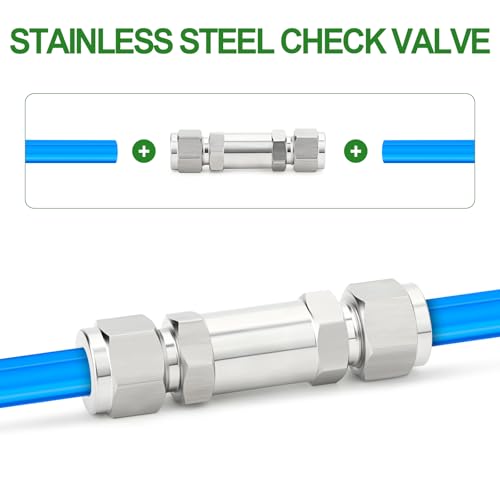1PCS 316L Stainless Steel 1/2" Tube OD Check Valve(Ferrule Silver Plated),Backflow Prevention,One Way Non-Return Check Valves - size: 1/2" Tube OD