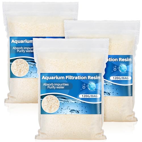 RAINFLOW 3PCS Aquarium Organic Filter Resin - Tannin Remover Media Bags | Filtration Resin for Driftwood Tannins, Aquarium Filter Media Bags for Freshwater and Saltwater, Fish Tank,Trutle, Pond