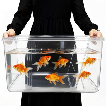 7 Gallon Plastic Fish Tank Large Bowl Shatterproof with Crystal Clear Clarity for Terrarium, Flower Vase Centerpiece Gift for Fish Lovers (Square) - size: 7 Gallon, style: Square