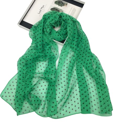 Long Chiffon Sheer Scarf For womens - color: Green (Wave Point)