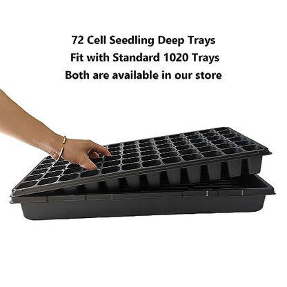 RooTrimmer Deep 72 Cell Seedling Trays, Thick Durable 72 Cell Plug Tray Big Cell Seed Trays for 1020 Flat Trays Germination (10-Pack, 21.25"×11", 2.36" Height, High) - color: Black, size: 72 Cells-Deep-10P