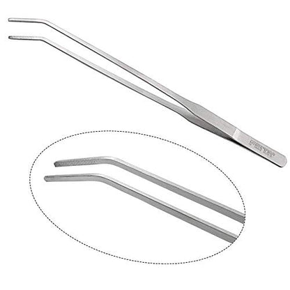 FEITA Extra Long 15 Inch Tweezer Stainless Steel Curved Tip for Aquarium Fishtank Aquascaping Tools, Aquarium Fishtank, Mega Reptile Feeding Tongs - style: 15Inch Curved-Tip