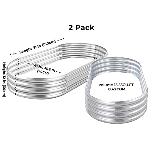 Land Guard 6ft Metal Raised Garden Bed，2 Pcs Galvanized Planter Raised Beds for Vegetables………… - color: 1-silver, size: 6×3×1ft(2pcs）