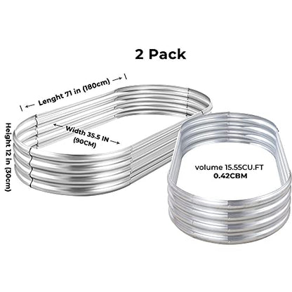 Land Guard 6ft Metal Raised Garden Bed，2 Pcs Galvanized Planter Raised Beds for Vegetables………… - color: 1-silver, size: 6×3×1ft(2pcs）