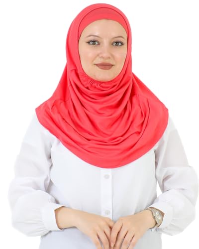 Prien Chic Ready To Wear Hijab For Women, Muslim Long Turban Undercap Set, Instant Scarf, Prayer Clothes For Girls, Abaya - color: Brink Pink