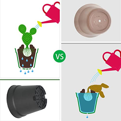 SwinDuck 4 inch Small Plant Pots, 28 Pack Plastic Planters with Drainage Holes and Saucers for Flowers Plants, Succulents, Seed Starting Pots, Black - color: Black