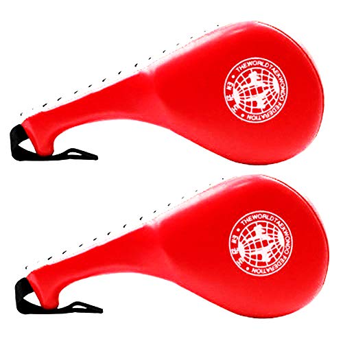 2 Pack Taekwondo Kick Pads, Durable Kicking Target Pads for TKD Karate Martial Arts Strike Kickboxing Training Muay Thai MMA Fight Gear - color: RED [1 Pair]