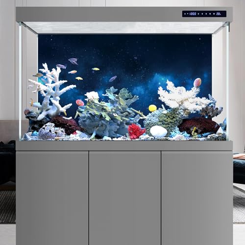 AWERT 24x12 inches Galaxy Aquarium Background Cloud Stars and Blue Cosmic Universe Fish Tank Background Mystery Space Terrarium Background - size: 24x12in/60x30cm