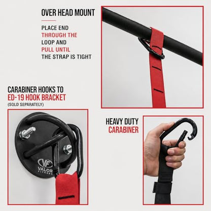 Valor Fitness Suspension Trainer System with Adjustable Training Straps, Full Body Bodyweight Workout Equipment for Home Gym, Resistance Training, Includes Extension Strap, Carabiner, and Storage Bag