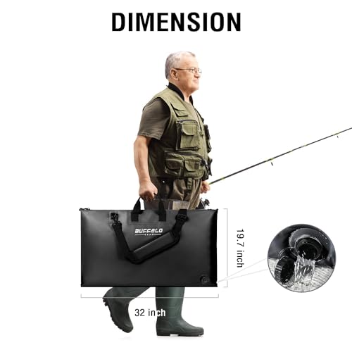 Fish Tournament Weigh in Bag for Bass Fishing, Heavy Duty Fish Bag for Caught Fish Waterproof,Leakproof,Puncture Resistant - color: Black-32×19.7in