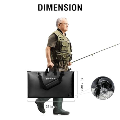 Fish Tournament Weigh in Bag for Bass Fishing, Heavy Duty Fish Bag for Caught Fish Waterproof,Leakproof,Puncture Resistant - color: Black-32×19.7in