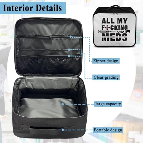 Gomyblomy Custom First Aid Kit for Home Cars All May Fucking Meds Print Customized First Aid Kit Bag Empty Medical Supplies Pouch Personalized Medicine Bag Add Your Image Color - color: All My Fucking Med Custom Print