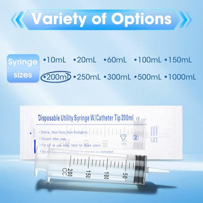 200ml Large Syringe for Thick Liquids,Individually Wrapped | Plastic Syringe Without Needle for Scientific Labs, Oil, Lubricant Refilling - style: 200cc