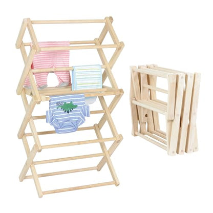 Pennsylvania Woodworks Clothes Drying Rack: Solid Maple Hard Wood Laundry Rack for Baby Clothes, Hand Towels, Delicates & More, Durable Small Folding Drying Rack, Made in USA, No Assembly Needed - color: Small