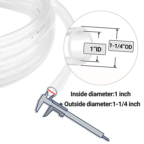 1’’ ID × 1-1/4’’ OD - 25 ft Clear Plastic Vinyl Tubing | Flexible PVC Hose Lightweight BPA Free and Non-Toxic vinyl Tube for Transfer Water Air Oil - size: 1’‘, style: 25 feet