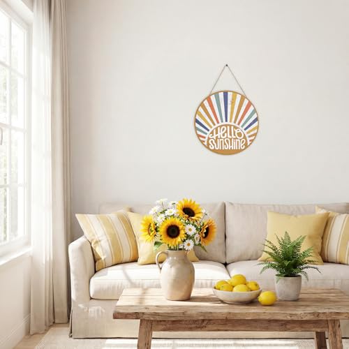 Smile Summer Welcome Wooden Decorations, Hello Summer Sunshine, Farmhouse Hanging Door Decor for Holiday Home Accent - style: Sunshine