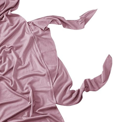 Instant Jersey Cotton Hijab Scarf for Women, Non-See Through Tieback Muslim Head Scarf - color: Pink