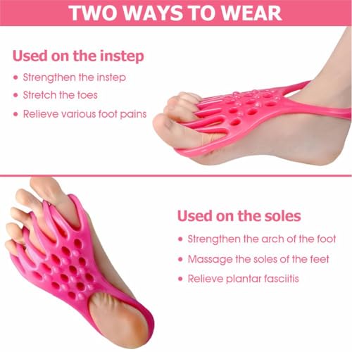 EDWERD Foot Fascia Stretcher Strap Plantar Fasciitis Relief Band for Muscle Relaxation Foot Massage, 5.4" L x 4.9" W, 4 Pcs (Pink) - color: Pink