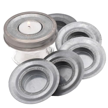 Mason Jar Lifestyle Tea Light Candle Holder Metal Lid Inserts for Mason, Ball, Canning Jars (6 Pack, Wide Mouth) - size: Wide Mouth