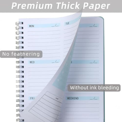 Undated Weekly Planner- Weekly Goals Notebook, A5 To Do List Planner, Habit Tracker Journal with Spiral Binding, 5.7 x 8.0 inches - color: Blue