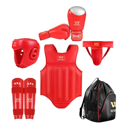 WESING Sanda Gears Set 6pcs for Men Women - color: Red, size: Large
