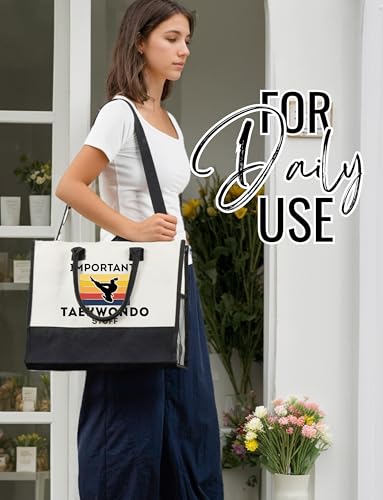 InnoBeta Taekwondo Gifts for Women, Taekwondo Tote Bag with Top Zipper Closure and Shoulder Strap