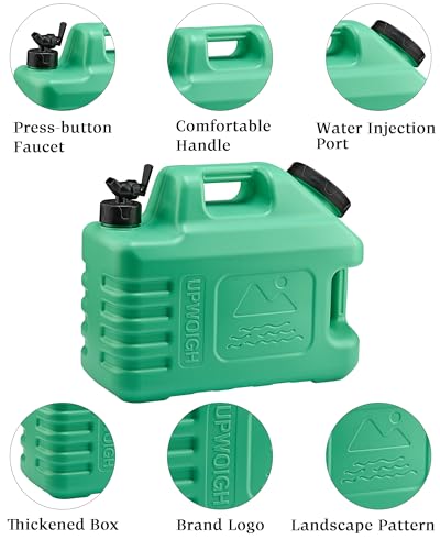 UPWOIGH 3.5 Gallon Camping Water Jug with Spigot, Mint Green, 1 Pack | BPA-Free HDPE, Dual Cap Openings, Built-In Handles, Leak-Resistant Design, Portable Storage for Travel and Emergencies - color: Mint Green