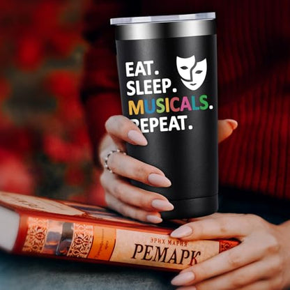 Fufandi Theater Gifts, Broadway Musical Gift - World Theatre Day, Birthday, Chistmas Gifts for Theaters Lovers Actors Music Teacher - Tumbler Cup 20oz - color: Theater Black