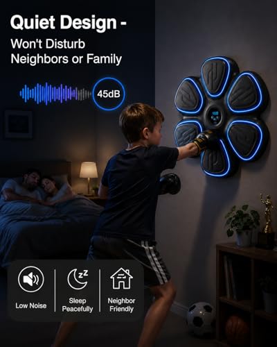 Music Boxing Machine for Kids-Interactive Wall Mounted Punching Target with Sound & Lights,Smart Boxing Trainer Machine Fitness Game Gymnastics Equipment for Home,Birthday Gift for Boys Girls Age 3-12 - color: Black-Adult