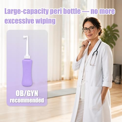 Peri Bottle for Postpartum, Portable Bidet, Perineal Bottle for Postpartum Essential, 17 OZ Upside Down Peri Bottle for Postpartum Recovery, Postpartum Care with Carrying Bag (Purple, L) - size: L