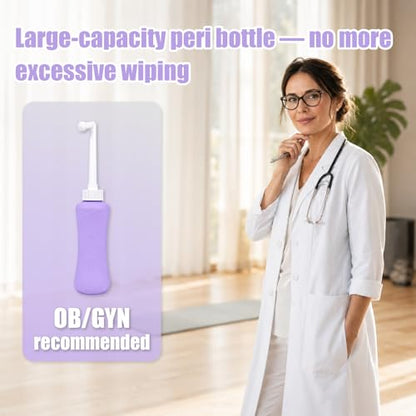 Peri Bottle for Postpartum, Portable Bidet, Perineal Bottle for Postpartum Essential, 17 OZ Upside Down Peri Bottle for Postpartum Recovery, Postpartum Care with Carrying Bag (Purple, L) - size: L