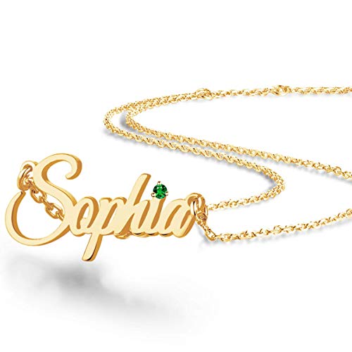 Custom Name Necklace, 18K Gold Plated Nameplate Personalized Jewelry Gift for Women - color: Style-06