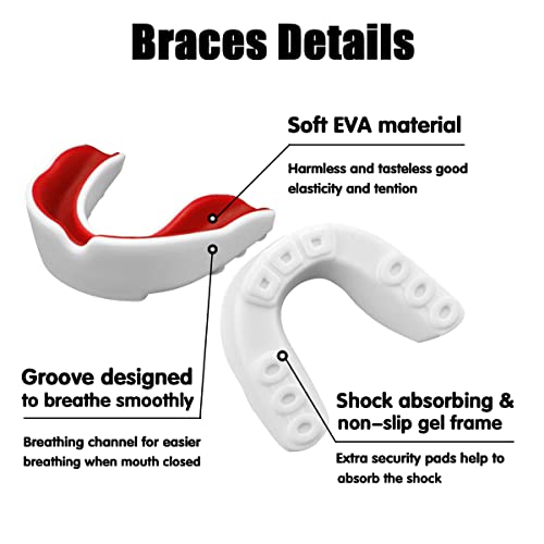Sports Mouth Guard for Kids and Youth,2 Pcs Boys Girls Mouthguard with Case (BPA Free) for Boxing Football Hockey Karate Rugby - color: Blue and Red