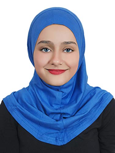 Girl's Hijab Cotton 1 Piece Amira Hijab - color: Royal Blue
