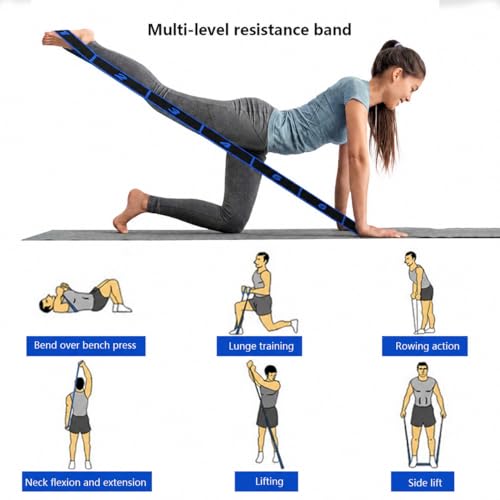 2 Pack Numbered Resistance Bands - 8 Loop Stretch Band, 8 Section Elastic Stretch Strap for Glute Training, Yoga, Pilates, Dance & Flexibility (Blue+Red)
