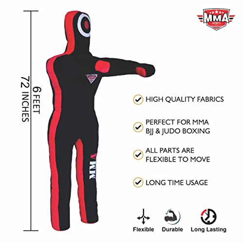 MMA Sports Brazilian JIU Jitsu Grappling Submission Throwing Dummy Punching Heavy Bag Kick Boxing Dummies UNFILLED - color: Black-3, size: 6ft, style: Standing