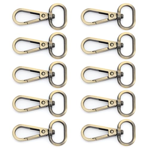 CRAFTMEMORE Snap Hook Swivel Push Gate Lobster Clasps Fashion Clips Purse Making FS10 Pack of 10 (Brushed Brass, 3/4 Inch) - color: Brushed Brass, size: 3/4 Inch
