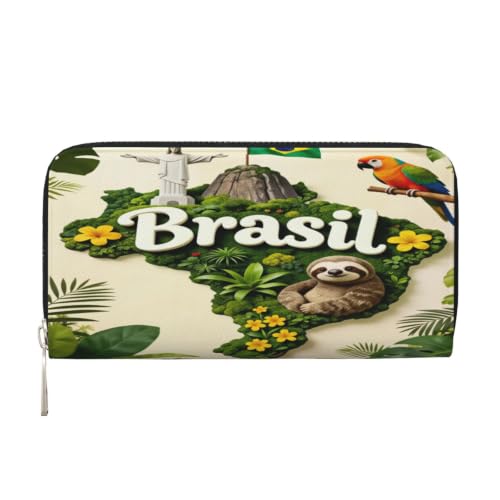 Brazil's Diversity And Nature PU Leather Long Wallet for Women Men, Zipper Clutch Wallet RFID Card Holder Organizer - color: Brazil's Diversity And Nature