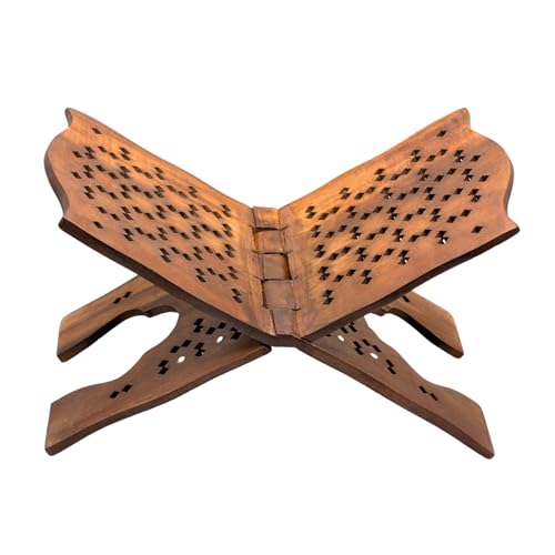 taj Quran Stand Foldable Wooden Book Stand Reading Accessories Islamic Rehal Desk for Quran and Holy Books (16x33 cm Medium) - size: 16x33 cm Medium