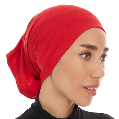 Hijab Caps Underscarf for Women – Black Hijab Cap Underscarf Turban Dreadlocks Tube – Muslim Accessories Headscarf - color: Bordeaux