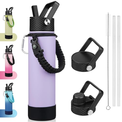 BJPKPK 27oz Insulated Water Bottle with 3 Lids, Straw Lid & Handle - color: Lavender, size: 27 Ounces