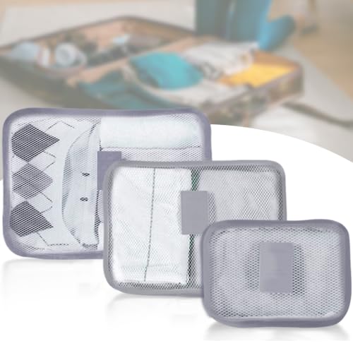 Packing Cubes 3 Set Travel Organizer Bags Travel Compression Bags Luggage Packing Cubes for Suitcases Travel Accessories (Grey) - color: Grey