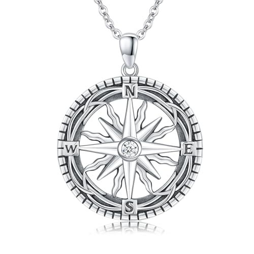 Compass Necklace for Women Jewelry Sterling Silver Travel Necklaces for Wife Wedding Anniversary Girlfriend Birthday Gifts for Her Valentines Day Mom Mothers Day Christmas Graduation Anniversary - style: Celtic Knot Compass Pendant