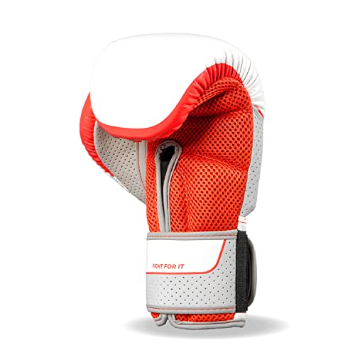 Sanabul Hyperstrike Boxing Gloves for Women, Kickboxing MMA Muay Thai Gloves, Training Sparring Punching Heavy Bag. - color: Red/White, size: 14 oz